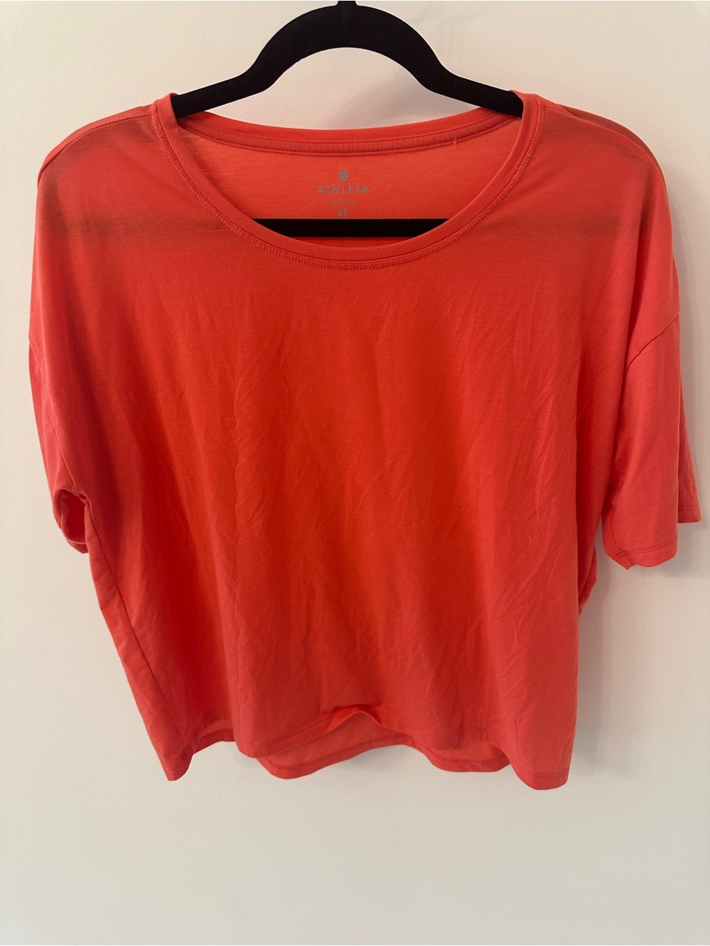 Athleta Coral-Red Short Sleeve Scoop Neck Top